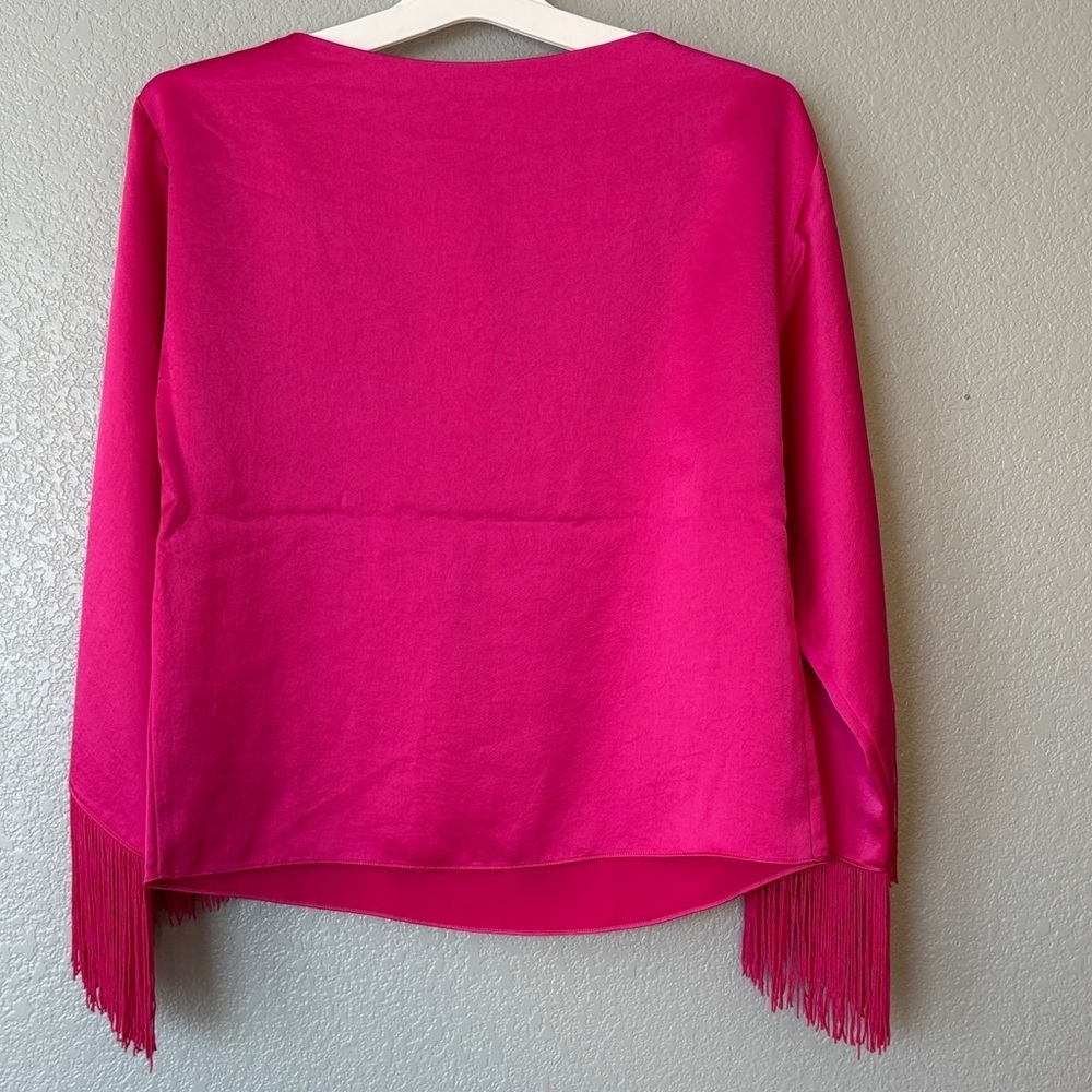 Trina Turk Vibrant Pink Fringe Blouse - Picture 7 of 7